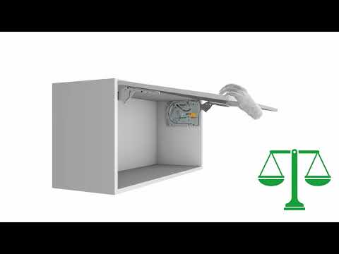 Häfele FREE SLIM FLAP 1.12 lift-up fitting for cabinet heights 225–650 mm, surface-mounted, grey
