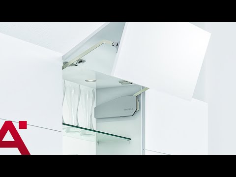 Häfele Frontliftbeschlag FREE UP für Korpushöhe 380 - 500 mm, Q2us - 3,4 - 6,7 kg - Weiß